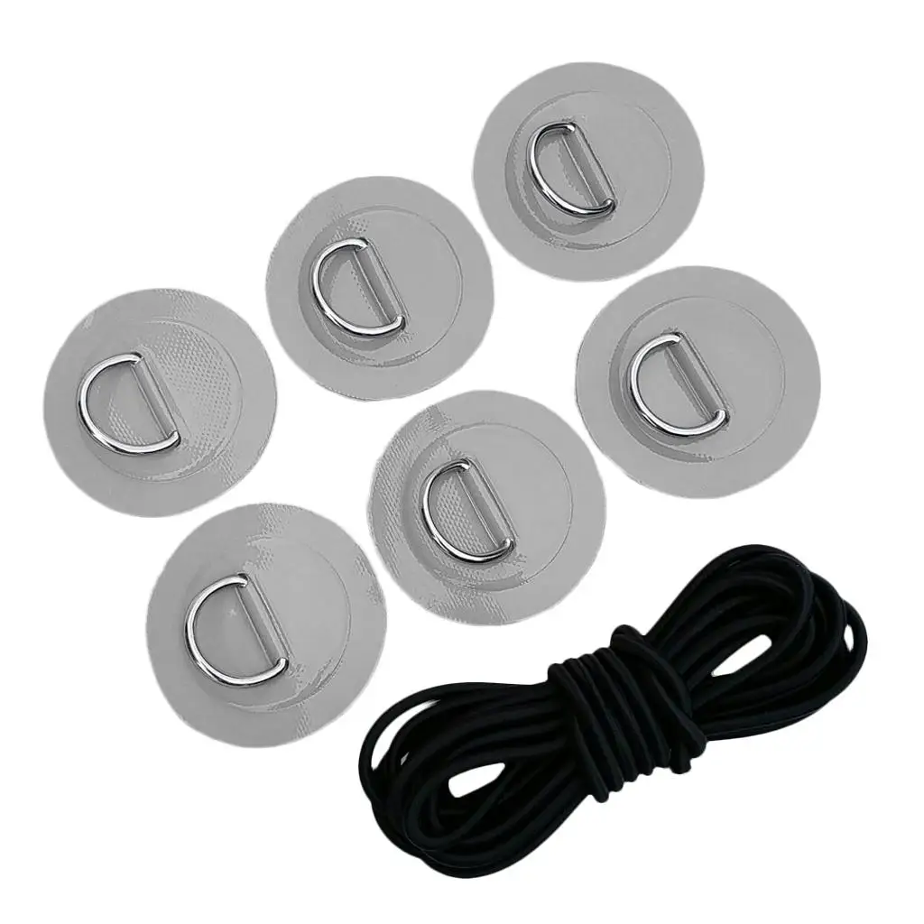 Deck Rigging Kit PVC D Ring Patch Elastic Latex Core Bungee Rope Marine Accessories for Dinghy Inflatable Boat Paddleboard Canoe