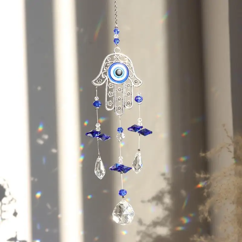 Solid Window Rainbow Sun Catchers Flower Shape Sun Catcher Evil Eye Rainbow Maker Crystal Pendant For Corridors Balconies