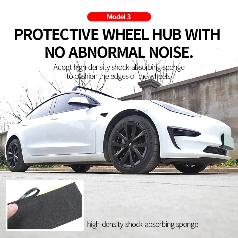 4PCS 18-Inch Wheel Cap For Tesla Model 3 Performance Wheel Cover Replacement Wheel Hub Cap Full Rim Cover Accessories 2020-2023