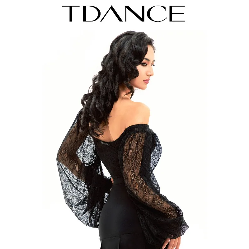 

Платье для занятий современными танцами TDANCE по индивидуальному заказу [комбинезон с квадратным воротником и рукавами-фонариками] Кружевной элегантный дышащий JM-120
