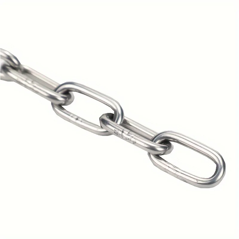 Heavy-Duty 304 Stainless Steel Chain, 39.37inch/78.74inch/196.85inch - Unwelded Paperclip Links for Lifting, Clothes Drying