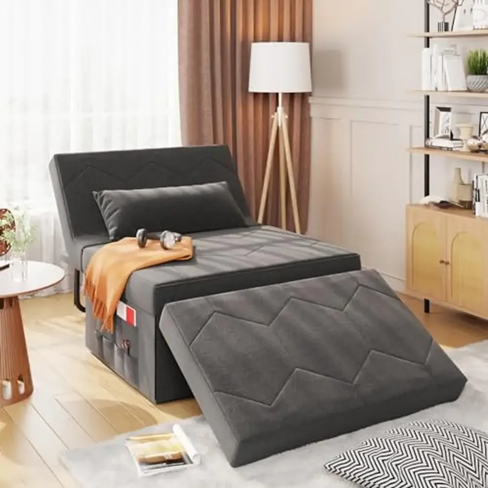 Kursi tidur yang dapat disesuaikan Sofa Ottoman tempat tidur Convertible kursi malas 18 tingkat bingkai logam portabel furnitur hemat tempat