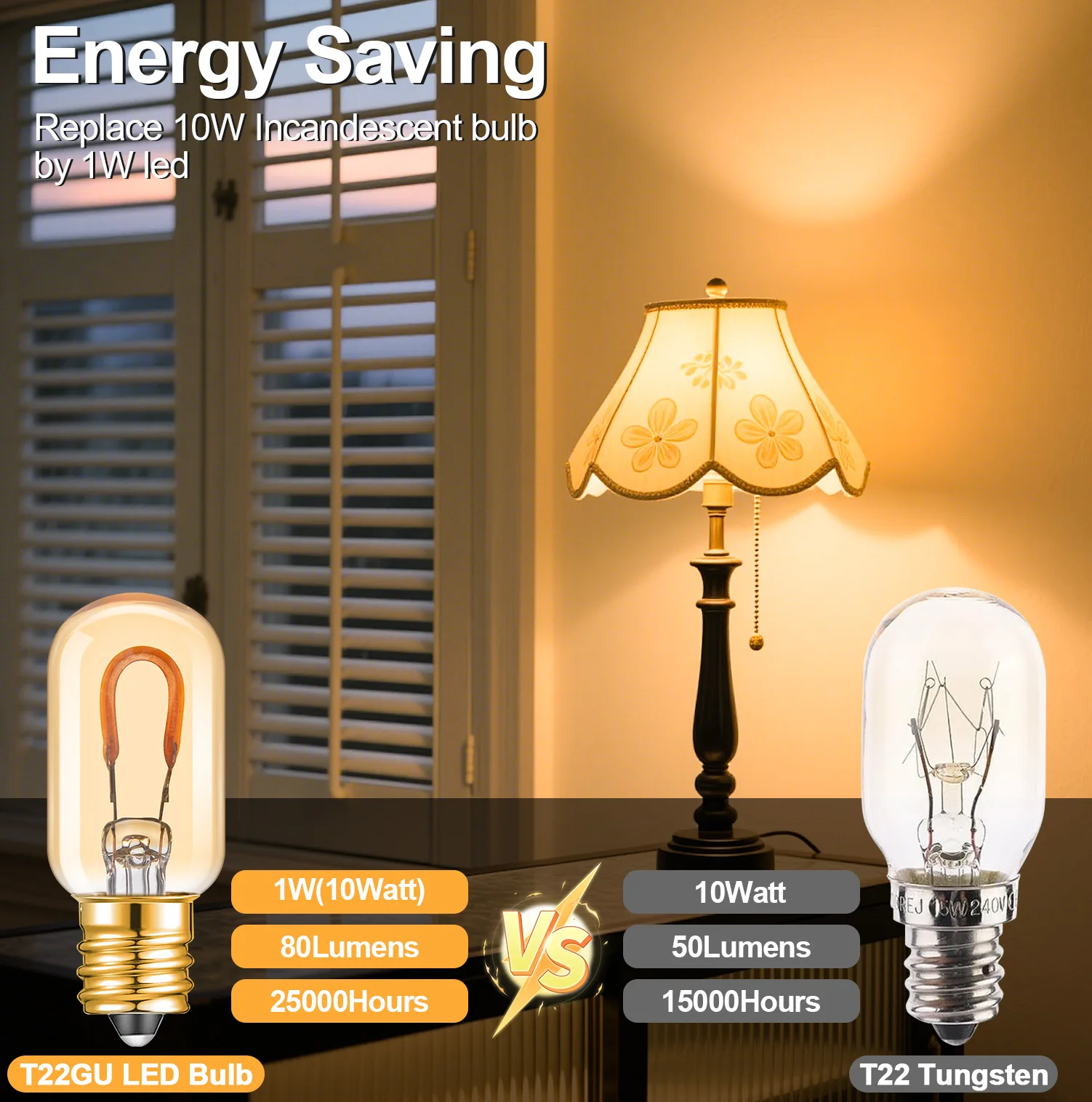 6 قطعة لمبة LED خمر T22 العنبر اديسون ضوء لمبة 1 واط 220 فولت عكس الضوء 2200 كيلو الديكور مصباح LED E14 E12 استبدال أمبولات الزجاج