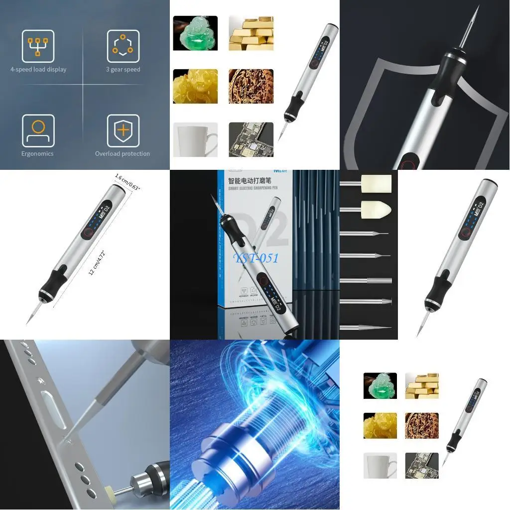 

E15A Electric Engraving Pen with 7Bit USB Rechargeable Cordless Engraving Machine Cordless Rotary Tool for Carving Glass