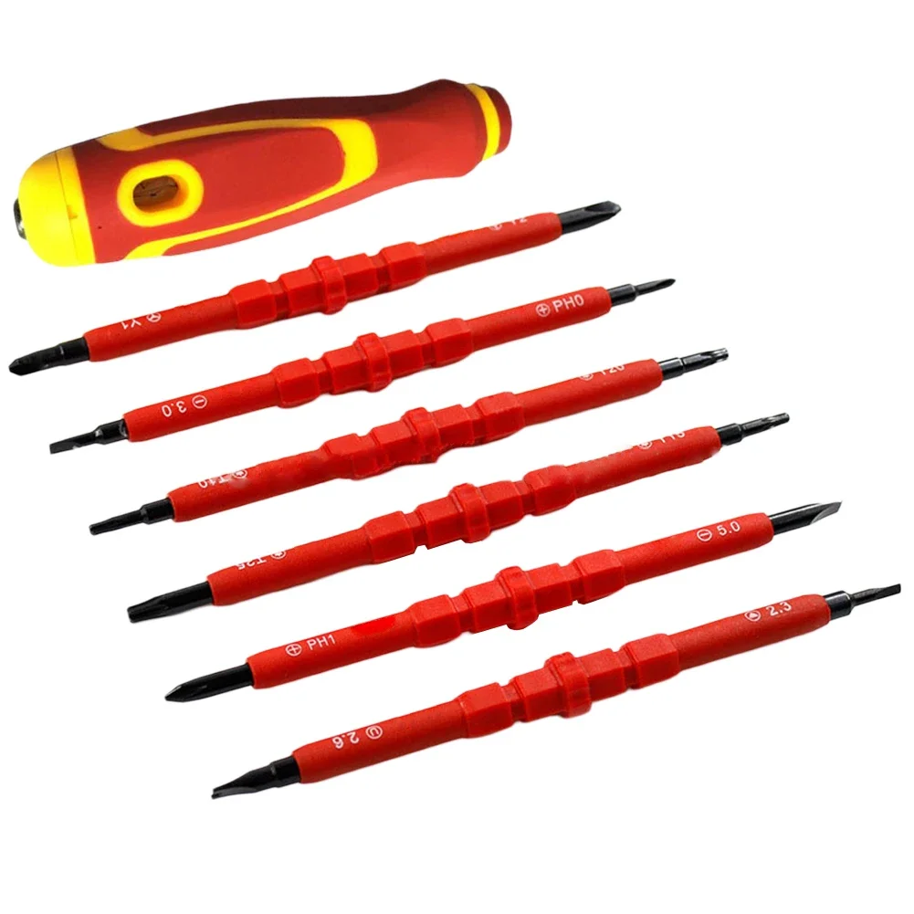 

6 In 1 Insulated Magnetic Screwdriver 500V High-voltage Dual-use Insulated Electric Pen Screwdriver Electrical Protective Tool
