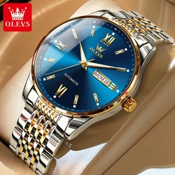 OLEVS NEW Men's Watches Original Luxury Brand Automatic Watch for Men Classic Dual Calendar Mechanical Waterproof Wristwatch