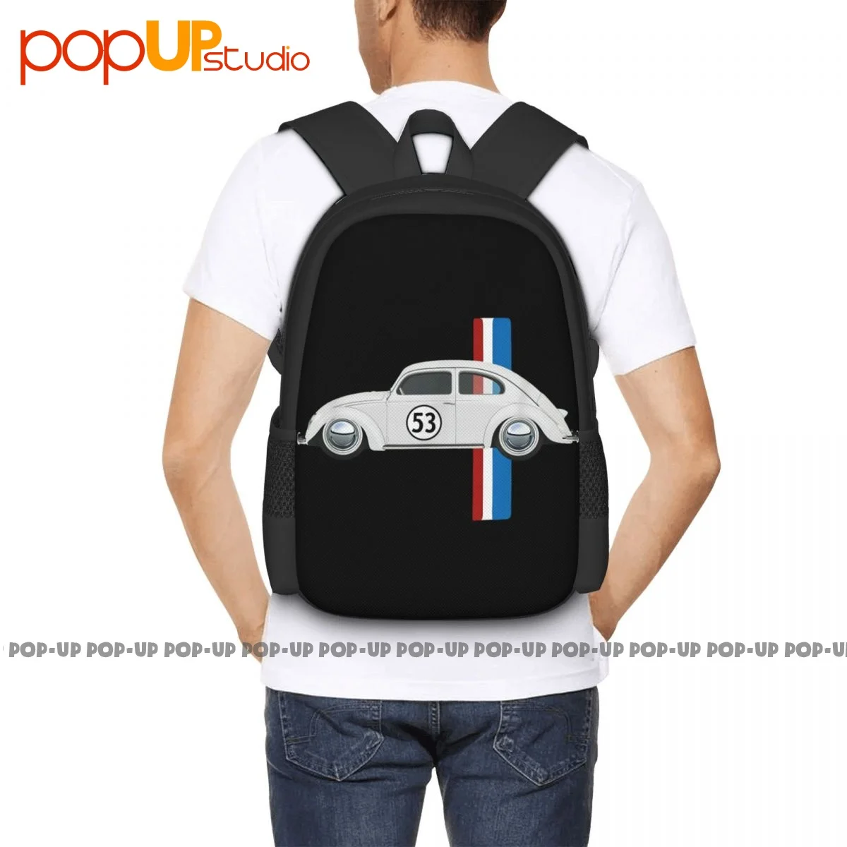 Classic Vintage Car Oldtimer 53 Bug Buggy Beetle Herbie Backpack Large Capacity Bookbag Eco Friendly