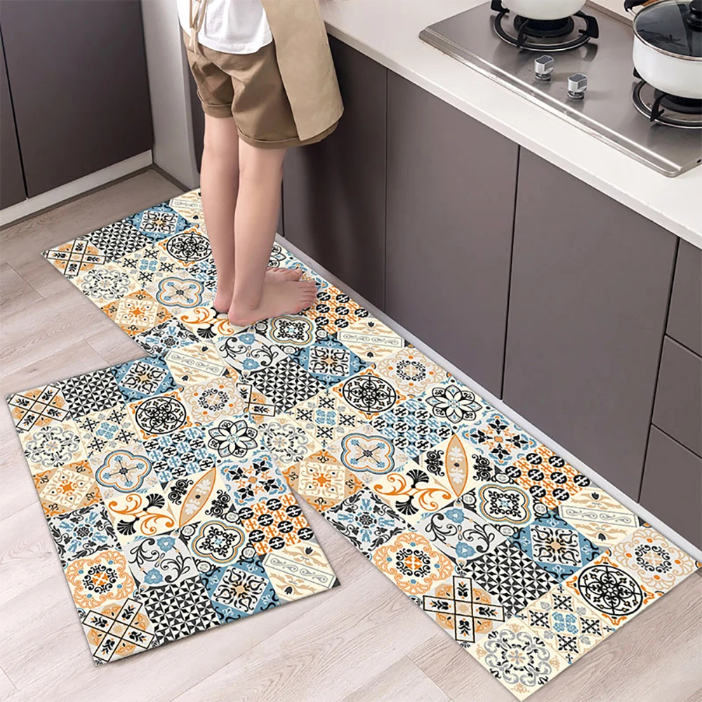 Rutschfeste Küchenmatte aus Kristallsamt, super saugfähige Fußmatten für die Küche, lange Teppiche, Badezimmer-Eingangstürmatte, Schlafzimmer, lange Teppiche – Detail 8