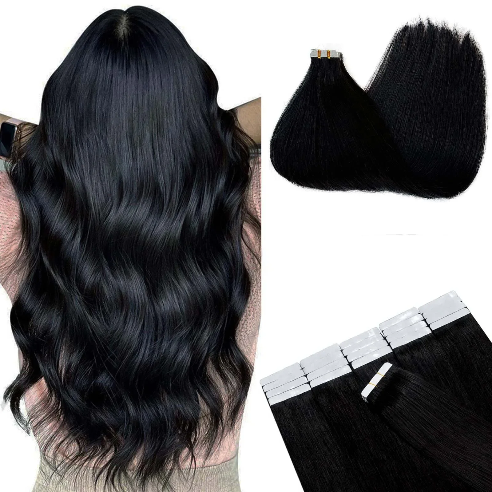 Tape In Hair Extensions Human Hair Straight Tape In Extensions Real Human Hair Tape On Extensions In Hair Extensions Black Hair