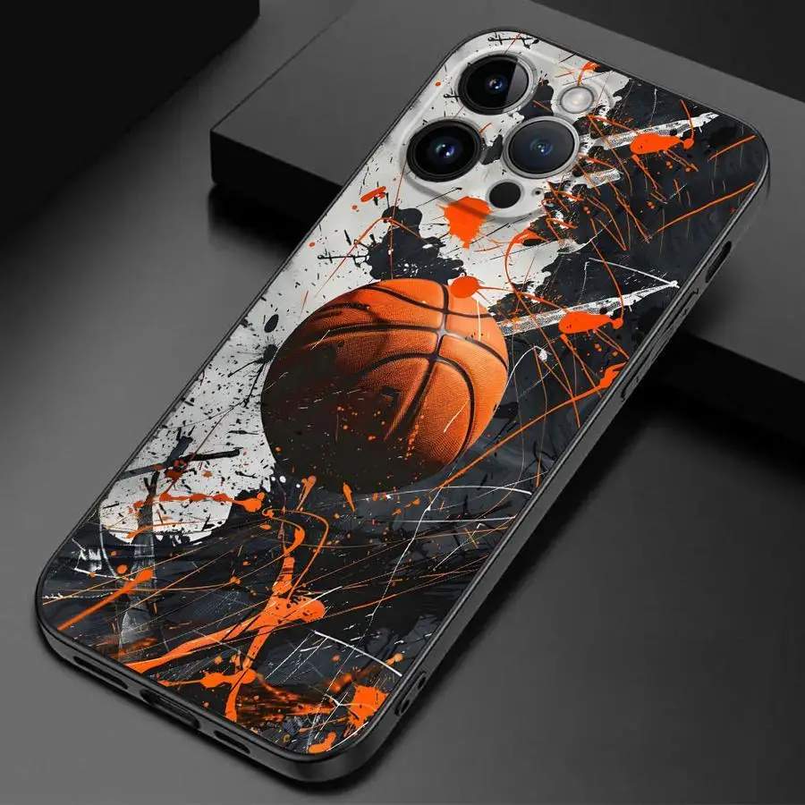 

Creative graffiti basketball phone case for iPhone 17 16 15 14 13 12 11 Pro/ Max/Plus shock-proof rear cover anti-fingerprint