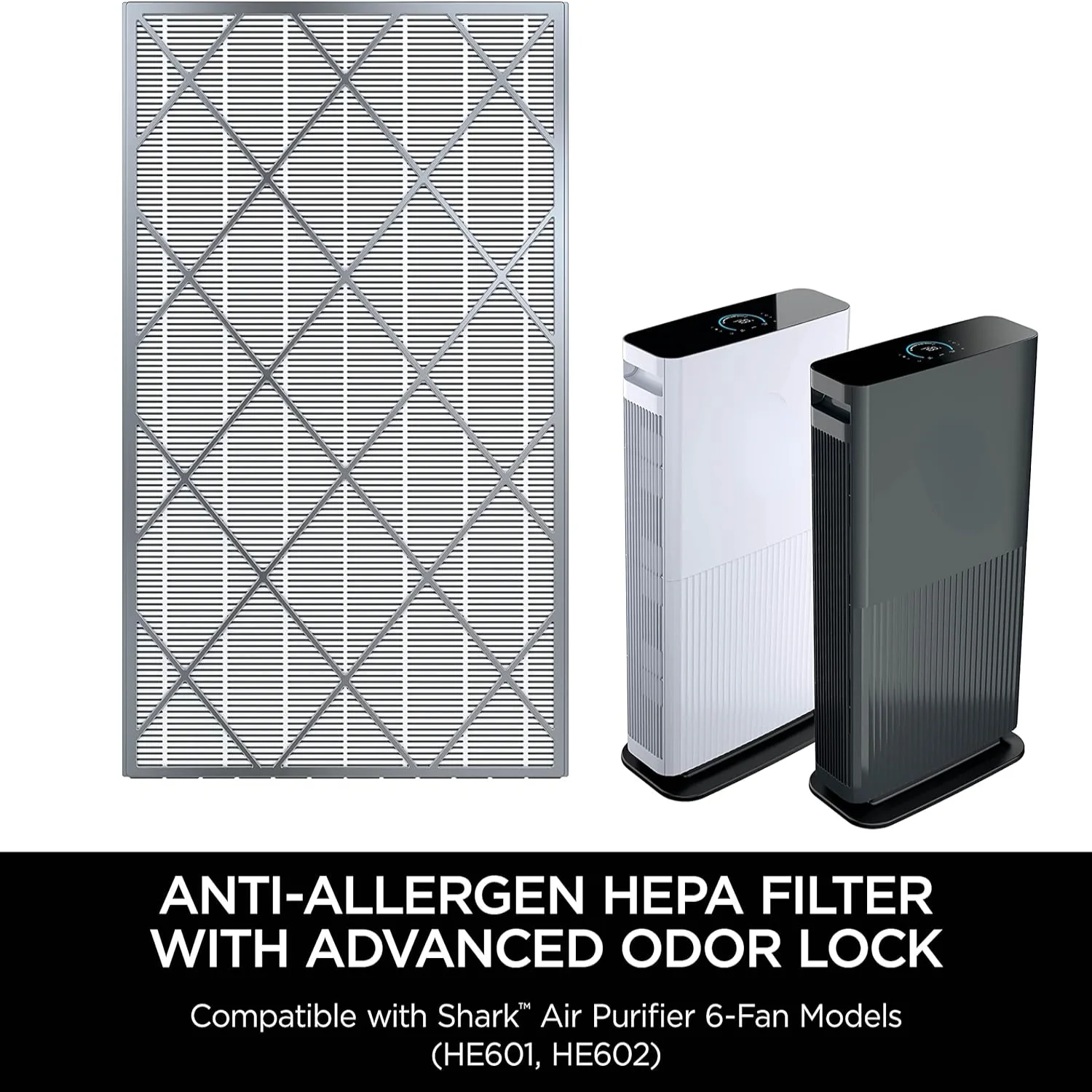 Shark HE6FKPET 抗アレルゲン HEPA フィルター空気清浄機 - 高度な臭気ロック、HE601 の効果的なアレルゲン除去と制御