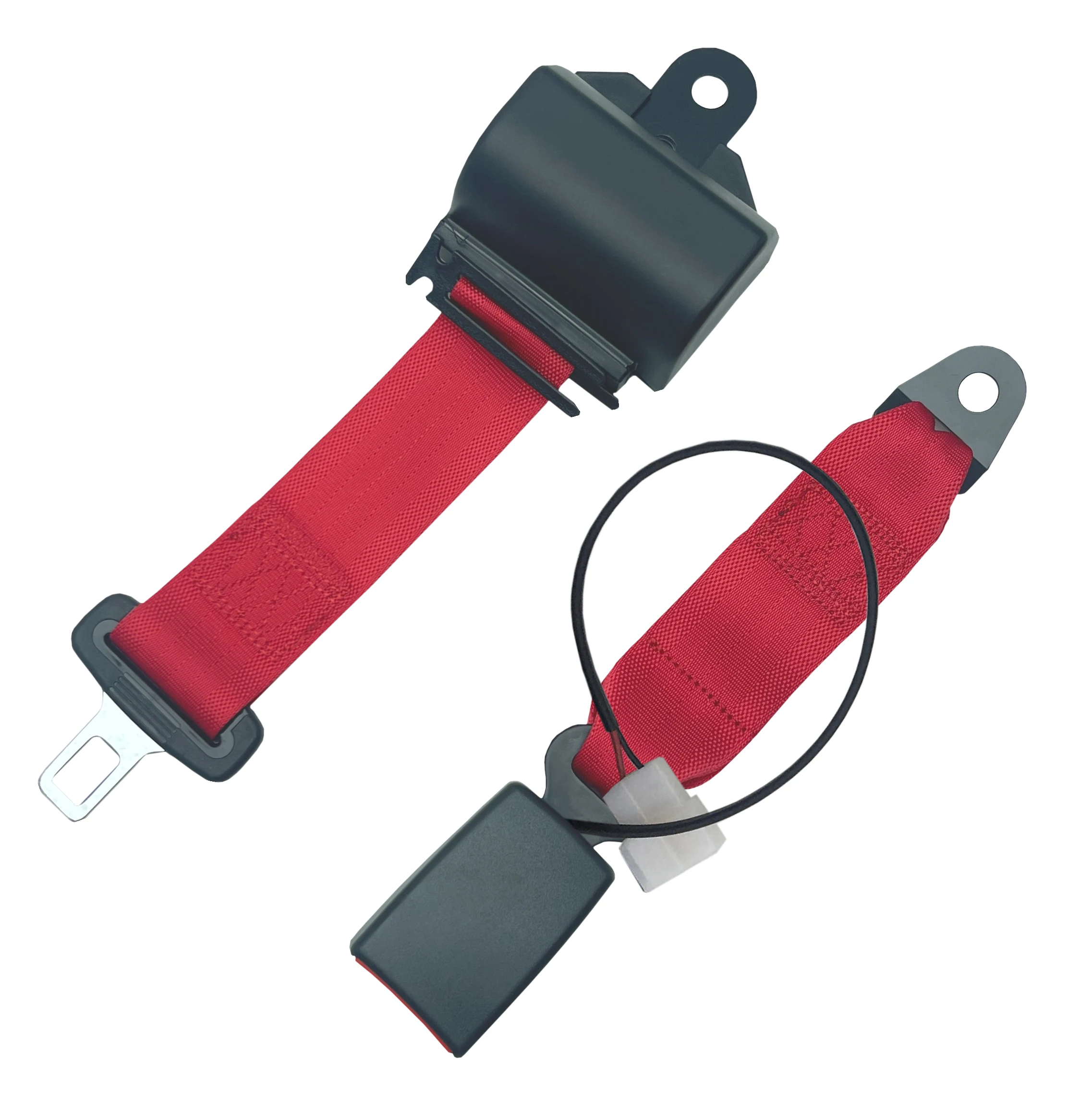 Cinturones de seguridad de dos puntos autoblocantes multicolor de fábrica, cinturones de seguridad retráctiles de 2 puntos para asientos universales de montacargas de tipo abierto