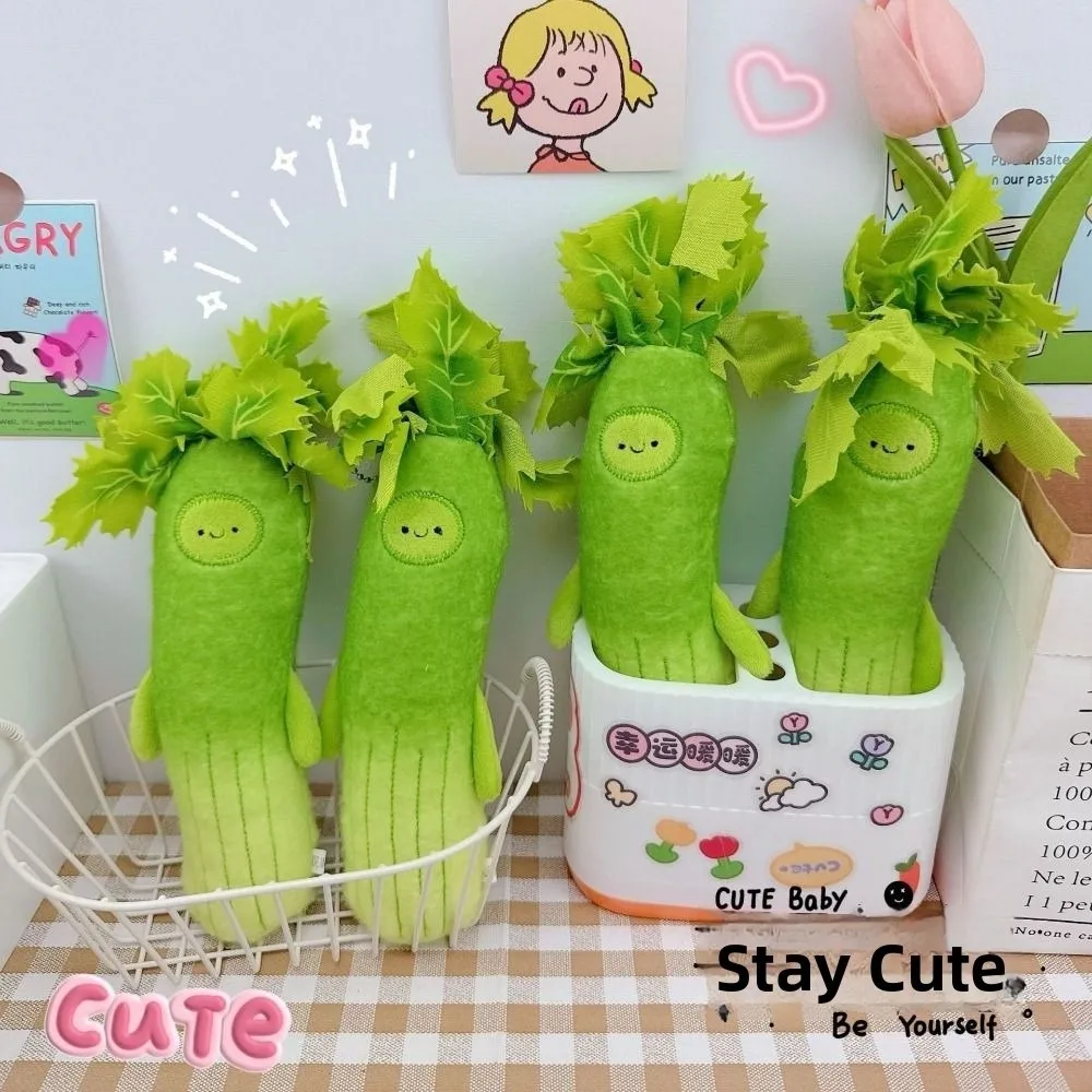Cute Design Cartoon Celery Plush Keychain Plush Material Handmade Backpack Decorative Pendant Decorative Style Soft