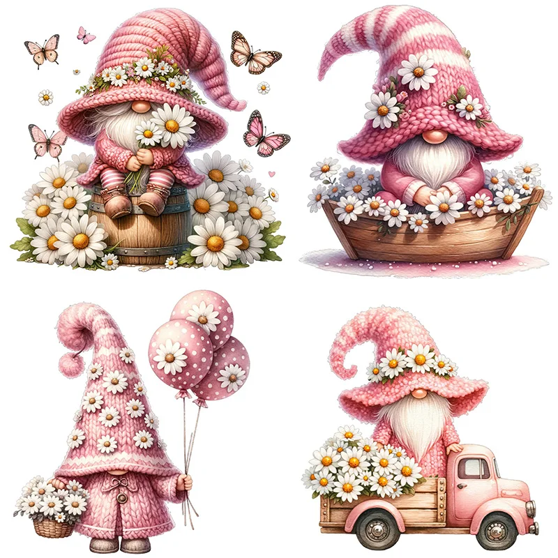 MT926# Watercolor Daisy Gnome Decal Bedroom Entryway Living Room Porch Home Decoration Wall Stickers, Removable Toilet Stickers
