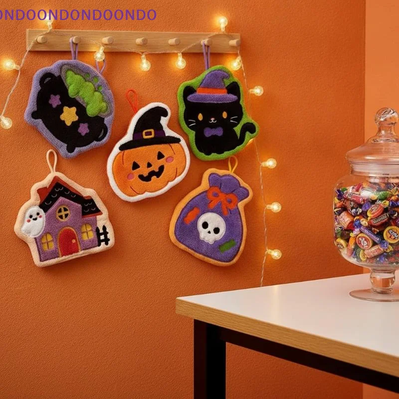 Cartoon Pumpkin Halloween Hanging Hand Wipes Lint-free Coral Velvet Towels for Kitchen Bathroom Use