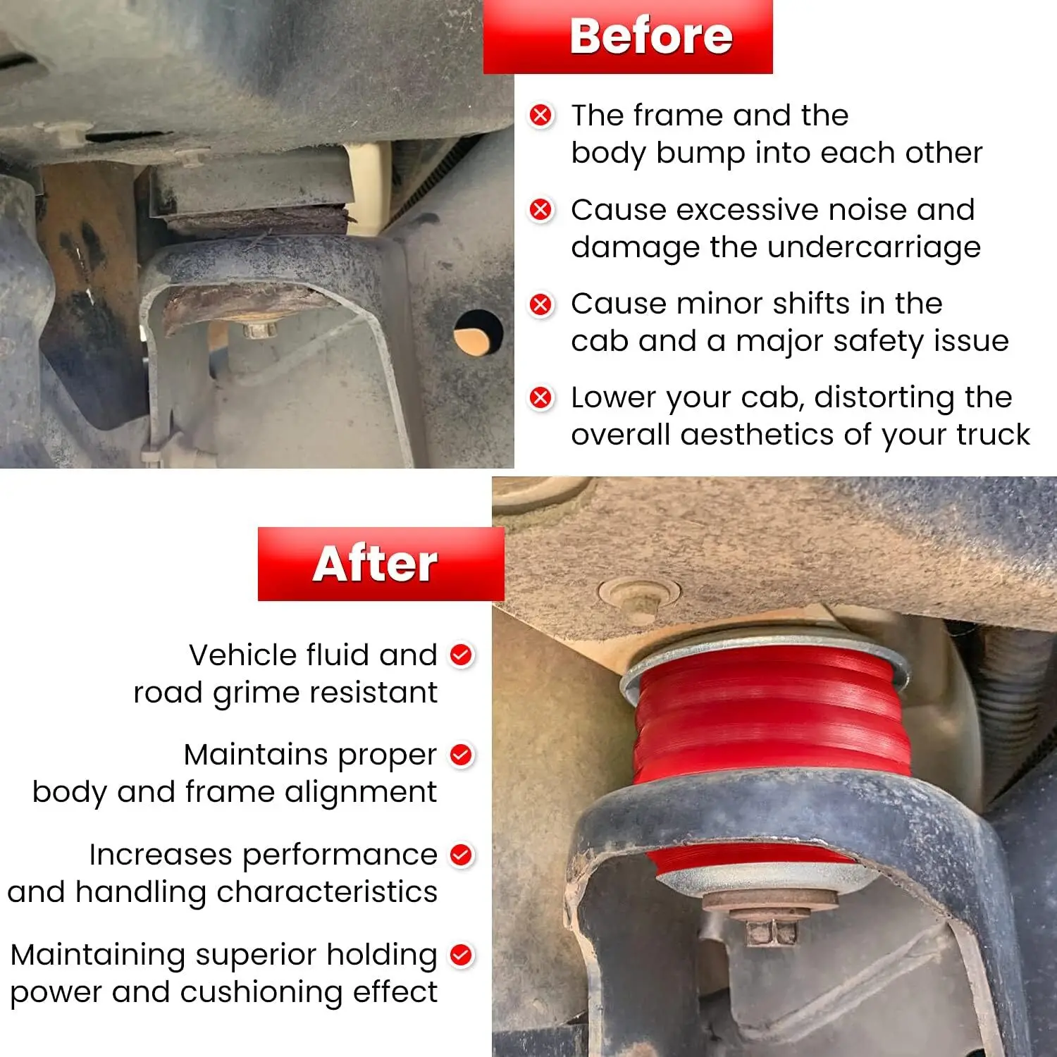 1999-2007년식 포드 F250 F350 슈퍼 듀티용 KF04058BK 차체 캡 마운트 부싱 키트