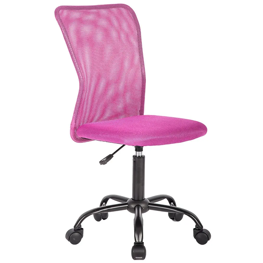 Ergonomic Mesh Office Chair Armless Swivel Desk Chair With Lumbar Support Pink