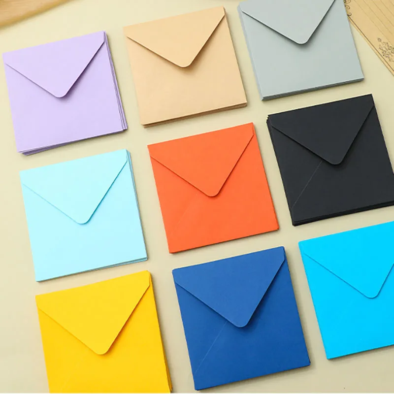 50pcs Colorful Blank Envelope 10x10cm 120g for Wedding Invitations Business activity Message Card Bag Birthday Greeting Card