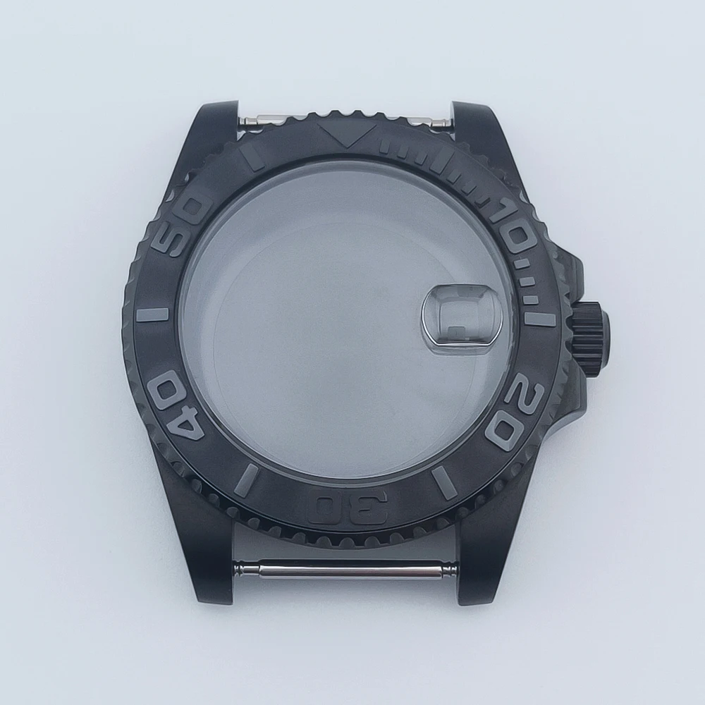 Neiton 40mm Black New Watch Case Ceramic Bezel Sapphire Glass Chapter Ring Fit NH35 NH36 Movement