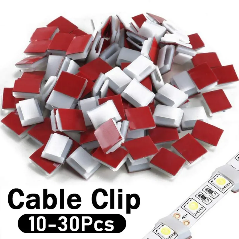 Self Adhesive Cable Management Clips Sticky Wire Clips Cord Organizer Holder for TV PC Laptop Ethernet Cable Desktop Home Office