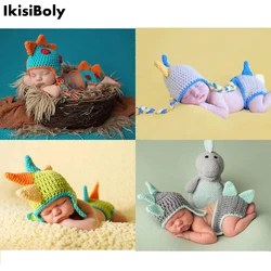 Newborn Baby Photography Props Babies Boys Dinosaur Photo Shoot Accessories New Bebe Handmade Costume New Infant Knitted Clothes