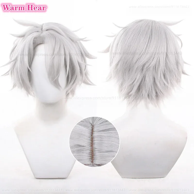 لعبة HSR Phainon الاصطناعية قصيرة 32 سنتيمتر فضي رمادي تأثيري أنيمي مقاومة للحرارة الشعر هالوين حزب الباروكات CXG7;L;87;KH;8