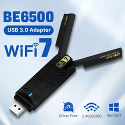 Fivi BE6500 WiFi 7 scheda di rete USB3.0 Tri-Band 6G/5G/2.4G Antenna Dongle USB ricevitore Wireless WiFi7 Driver gratuito per Win 10/11