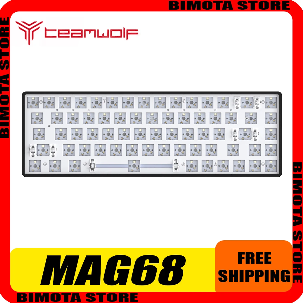 

Teamwolf MAG68 Mechanical Keyboard Three Mode Hot Swap RGB Customize Wireless Gaming Keyboard Low Delay Pc Gamer Accessories