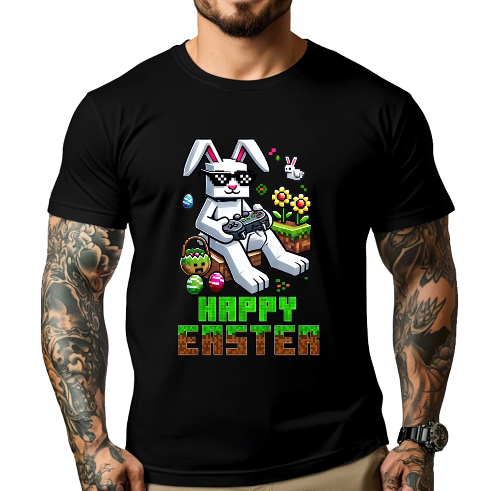 

Boys Happy Easter Day Bunny Egg Video Game Funny T Shirts T Shirt Men Green And White Graphic T Shirt Men's Clothing Mardi Gras