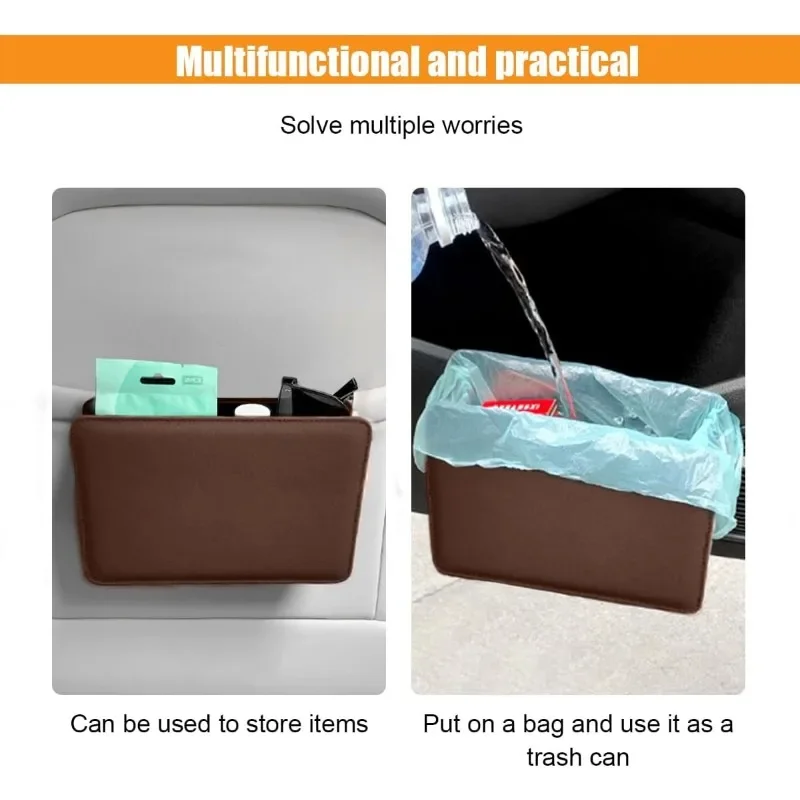 Universal Car Trash Can Auto Seat Back-mounted Storage Box Foldable Multi-functional Trash Can Car Inner Waterproof Accessories