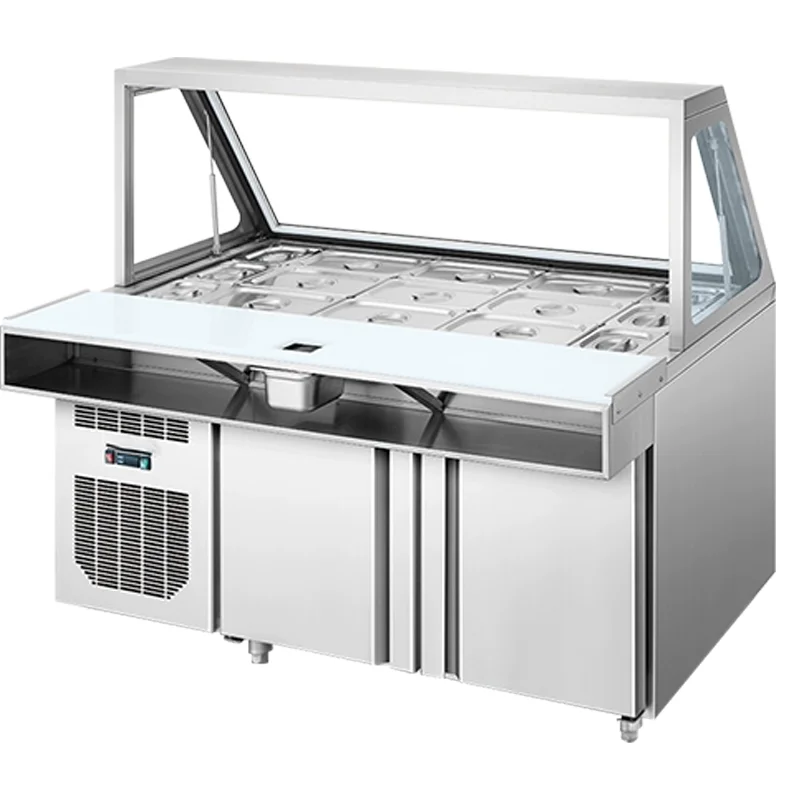 Réfrigérateur commercial en acier inoxydable, type d'intervalles, bar à salade, comptoir à salade