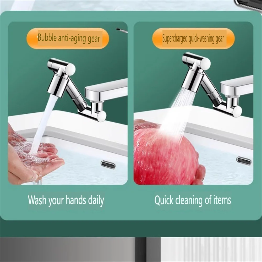 Household rotating universal faucet anti-dirty water artifact kitchen robotic arm faucet extender nozzle bubbler
