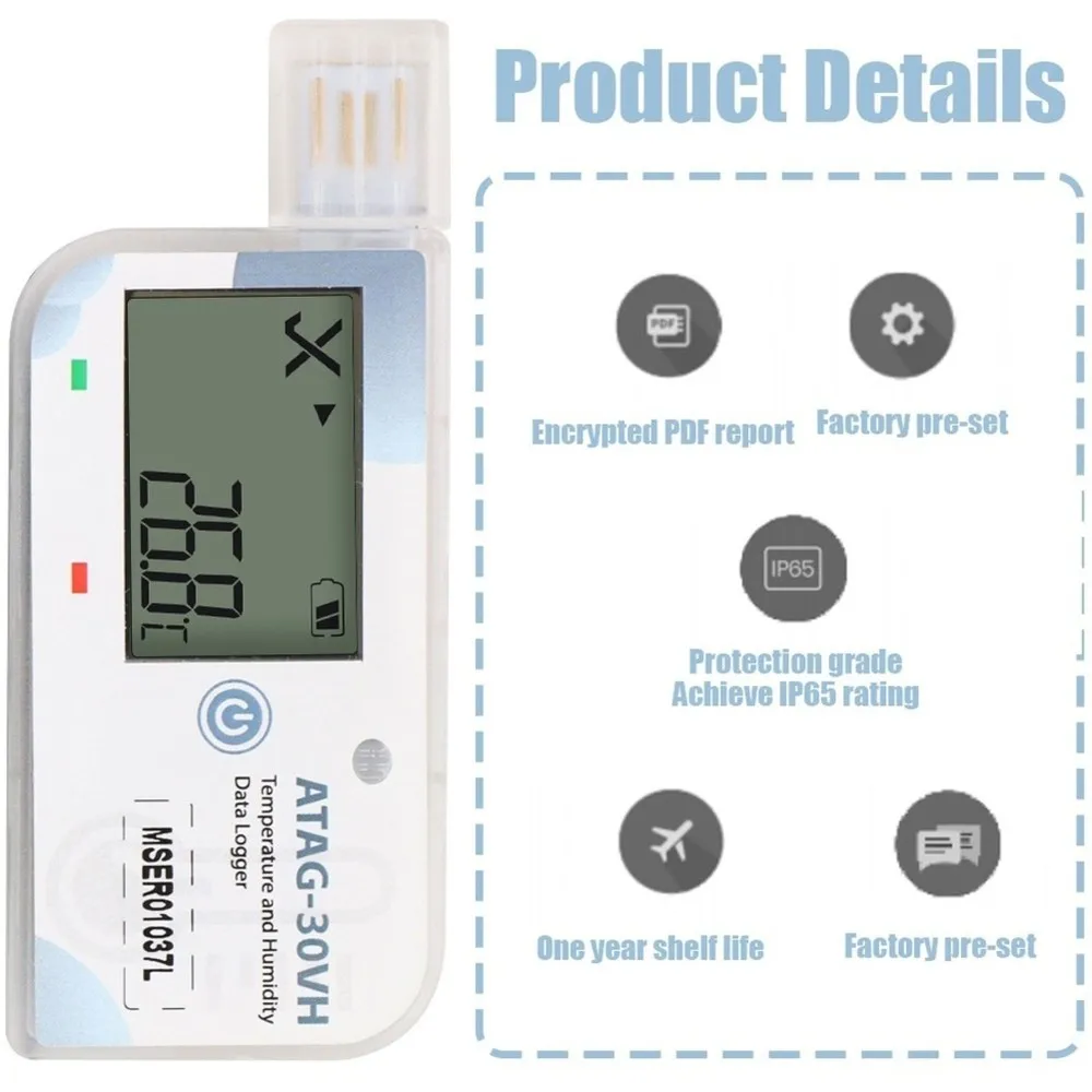 180 Days Temperature And Humidity Data Logger Waterproof USB Logger LCD Display