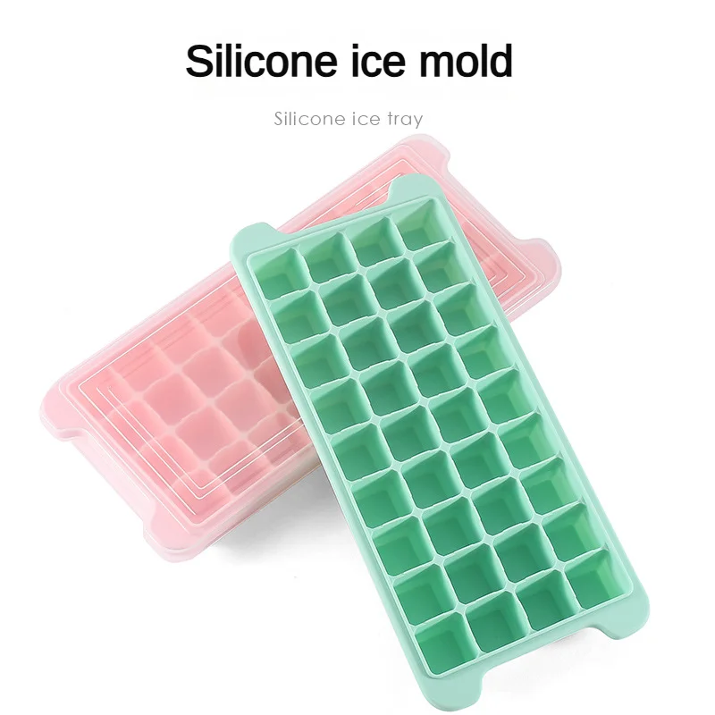 Bandeja para cubitos de hielo de silicona 2 en 1 - 36 celdas con tapa para bar y almacenamiento de alimentos para bebés