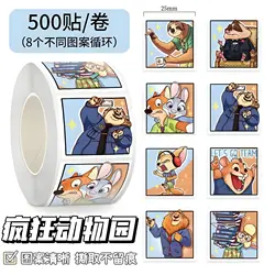 500pcs/Roll Disney 3D Cartoons Zootopia Judy Nick Sealing Sticker DIY PVC Laptop Decals Decoration Stiker Reward Gift Toys