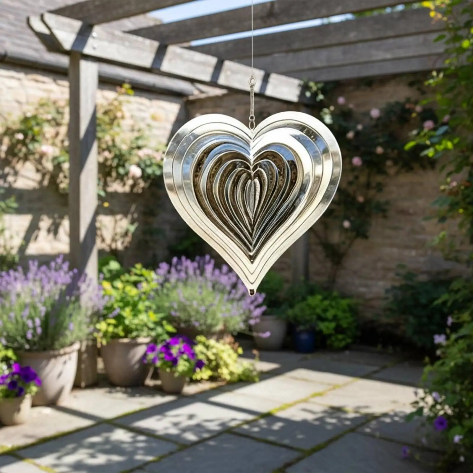 Reflective Metal Wind Chime Garden Wind Pendants Bird Repellent Spinner for Outdoor Patio Tree Decor