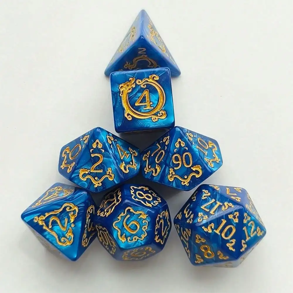 1 set (7 pieces) of dragon themed multi-faceted dice | Board game dice/Dungeons and Dragons accessories/RPG game props