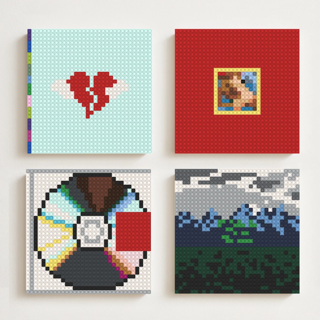 

Singer Album Cover Poster Music Prints Album Posters Hip Hop Vintage Room Home Decor MOC Building Blocks Brick Pixel Art Mosaic