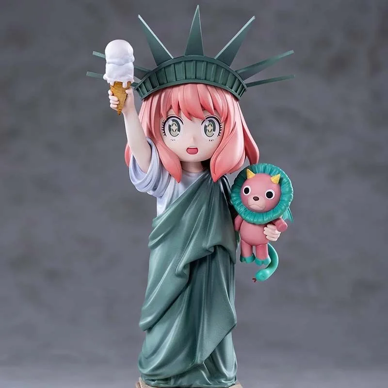 Anime SPY FAMILY 11Cm Anya Forger Figura Anya Cos Estatua de la Libertad Figura de acción Modelo de PVC Regalos Figuras coleccionables para niños