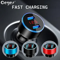 Dual USB Car Charger QC3.0 Quick Charging Phone Charger 12V-24V Cigarette Lighter Socket with LED Voltmeter Display