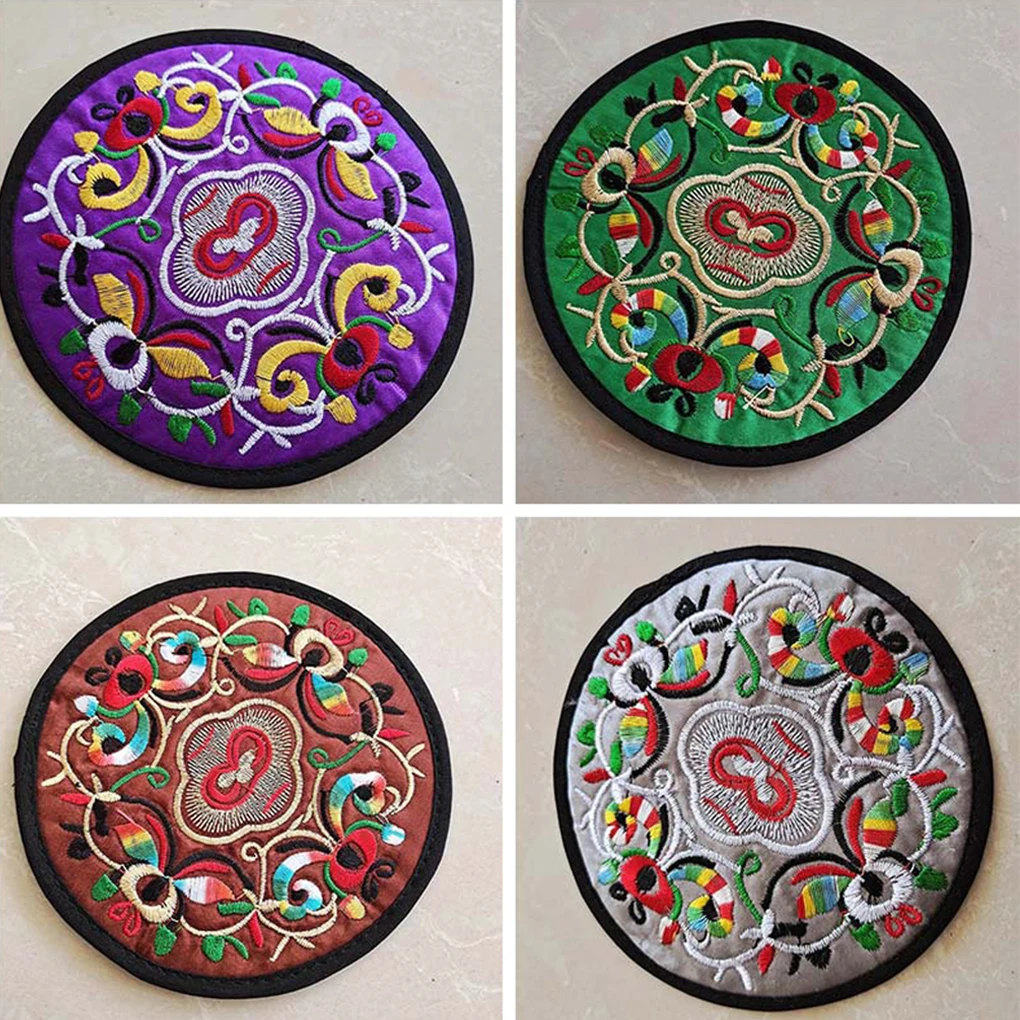 Drinks Coasters Ethnic Cup Mat Embroidered Pad Insulation Pads Bright