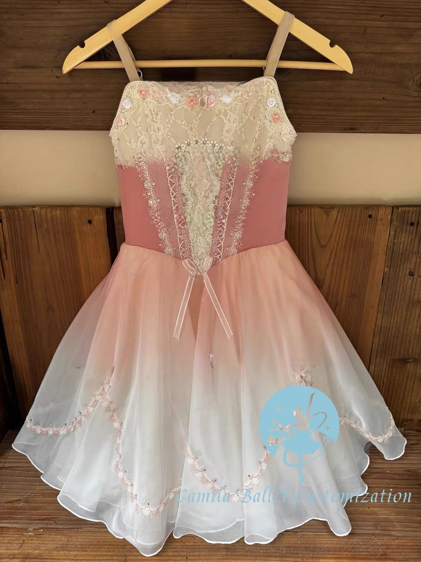 High-end new style unstoppable daughter peach pink sparkling diamond ballet performance long gauze dress for adults and children