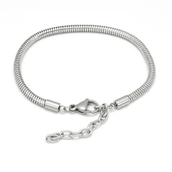 10pcs Anti Allergy No Fading Color 304L Stainless Steel Snake Chain Bracelets fit Pandoraer Jewelry