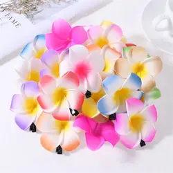 FRCOLOR 24Pcs 2.4 Inch Hawaiian Plumeria Flower Hair Clip Hair Accessory for Beach Party Wedding Event Decoration (12 Colors)