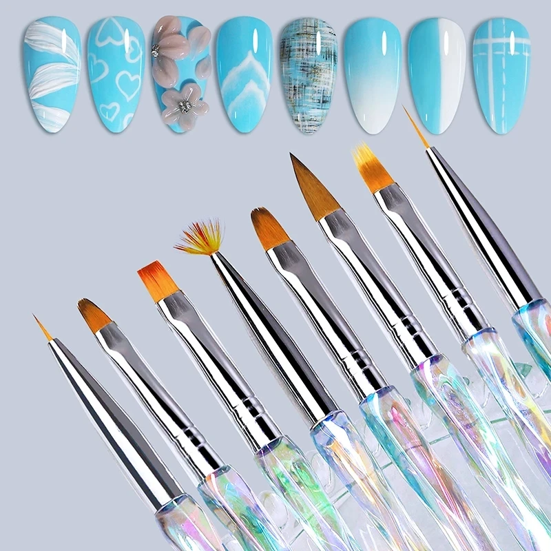 8pcs Gradient Nail Art Pen Brush Set - High-Quality Professional Manicure Tool for Stunning Acrylic Symphony Painting