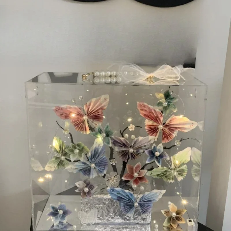 Acrylic portable DIY transparent portable gift packaging flower box
