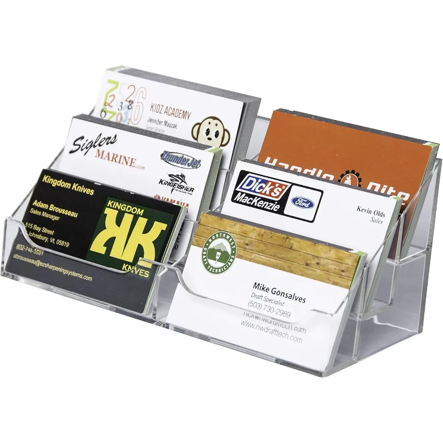 

Clear-Ad — прозрачный акриловый горизонтальный 6-уровневый визитница для стола 3,5x2 — несколько пластиковых визитных карточек на столешнице Orga