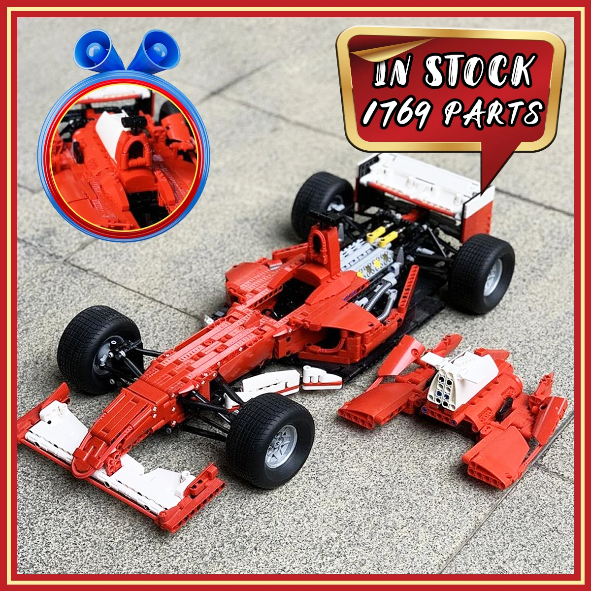 

Classic 1:8 Scale Formula Racing Car Building Blocks Model Kit, MOC-74989 DIY Assembly High Detail Racing Car Set, Display Gift