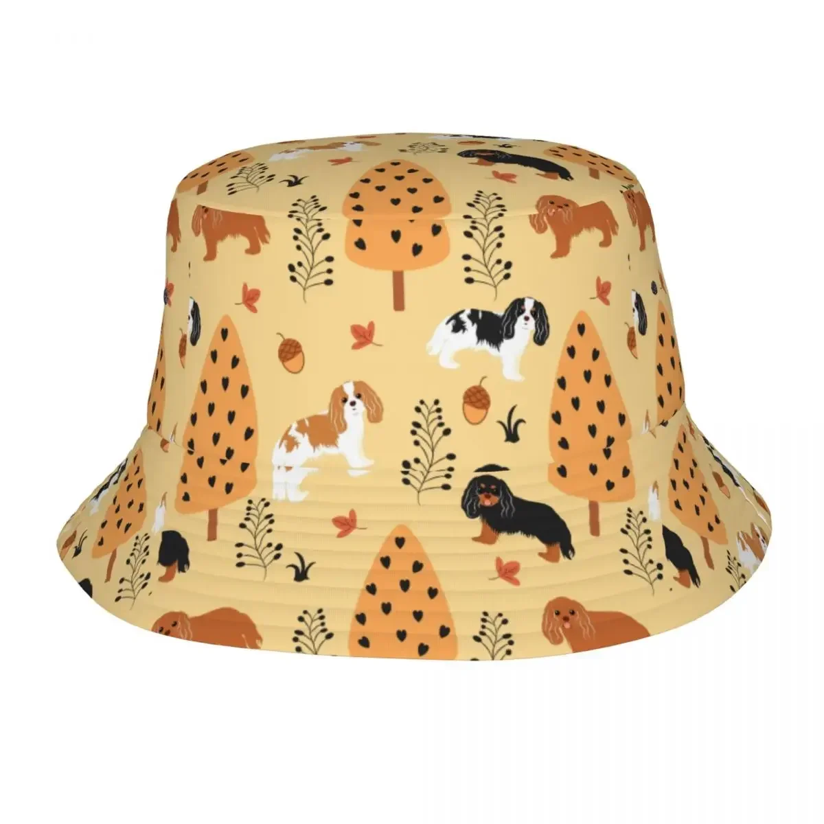 Custom Cavalier King  Spaniel In Autumn Bucket Hat Women Men Cartoon Dog Beach Sun Summer Fisherman Cap