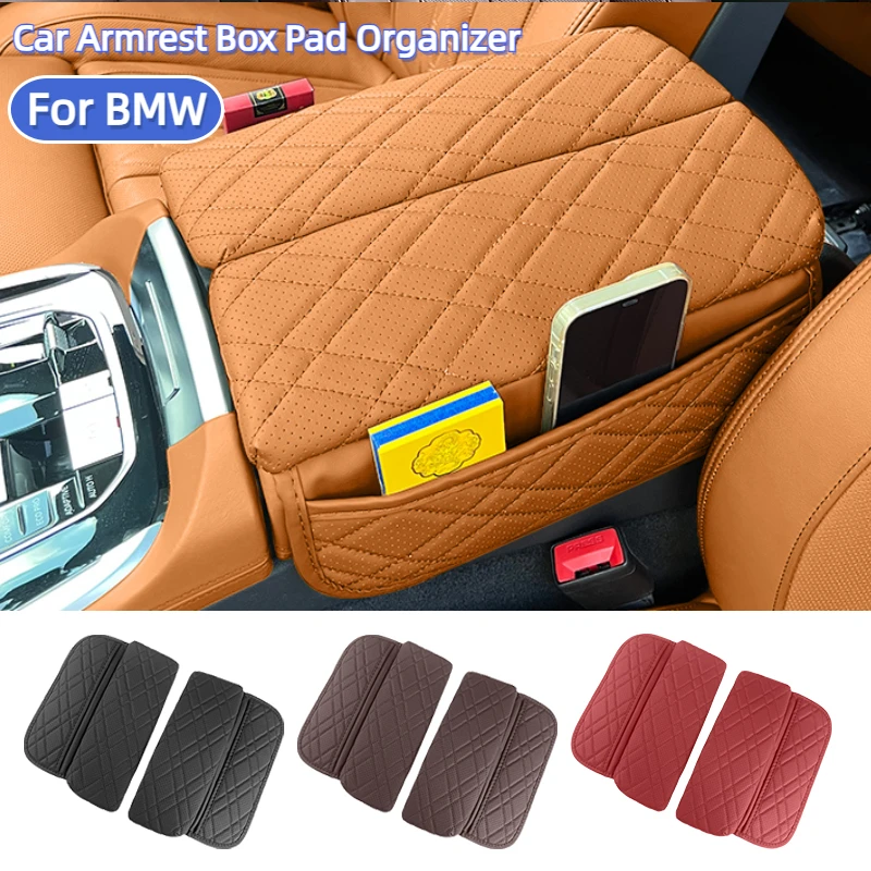 Car Central Armrest Box Pad Organizer For BMW X5X6 X7 F15 F16 G05 G06 G07 LHD PU Auto Centre Armrest Cover Storage Bag Accessory